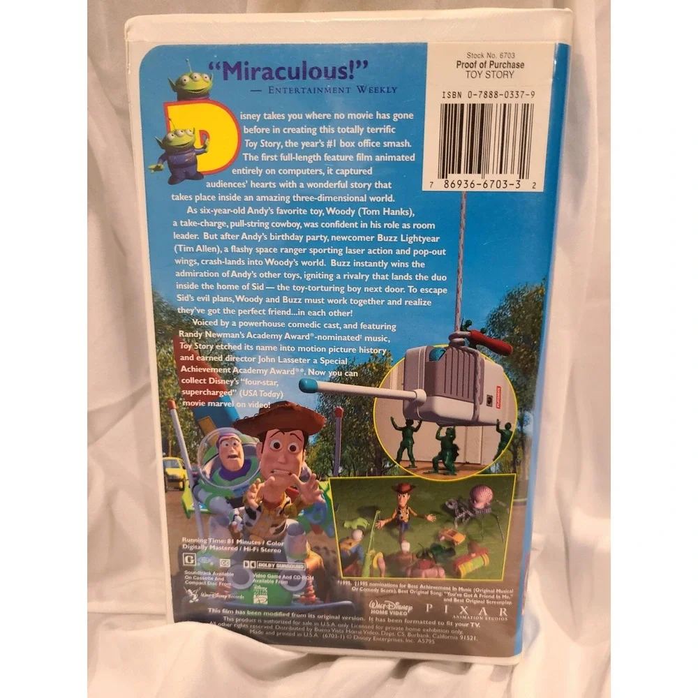 1995 Walt Disney And Pixar - Toy Story - VHS Video